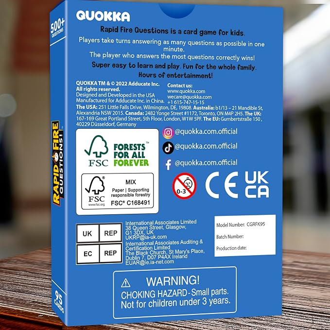 QUOKKA Kids Conversation Cards Game - Break the Ice Game for Kids and Families - Icebreaker Cards with 500+ Questions - Family Game for Kid 8-12 - Perfect for Family Games Night I Travel Version