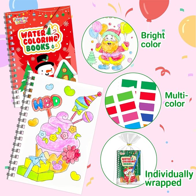 Coloring Books Party Favors for Kids - 24 Pack Christmas Mini Water Coloring Books for Kids Goodie Bags Stuffers Students Classroom Gifts Bulk, Return Gifts for Birthday Christmas Party Favors Bulk