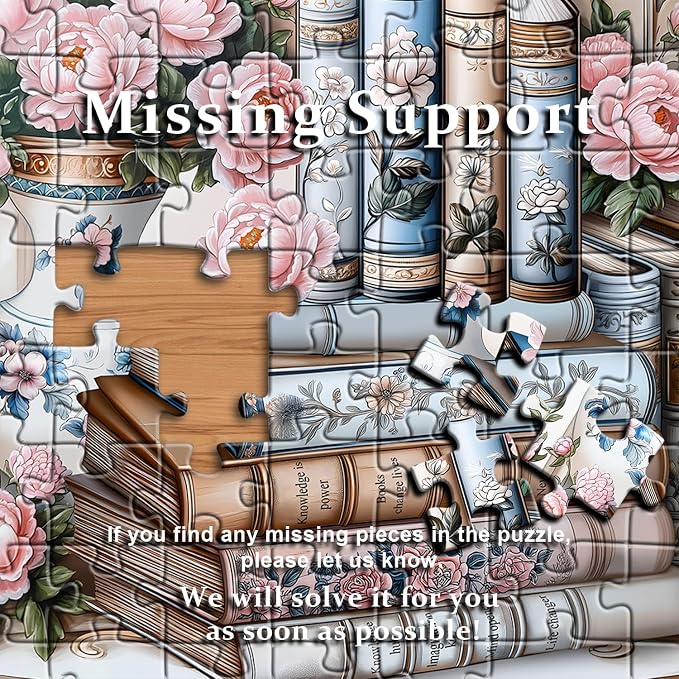 Wildflower Puzzles for Adults 1000 Pieces, PICKFORU Vintage Books Plant Art Wildflower Pages, Retro Aesthetic Floral Challenge Jigsaw Puzzle for Adults