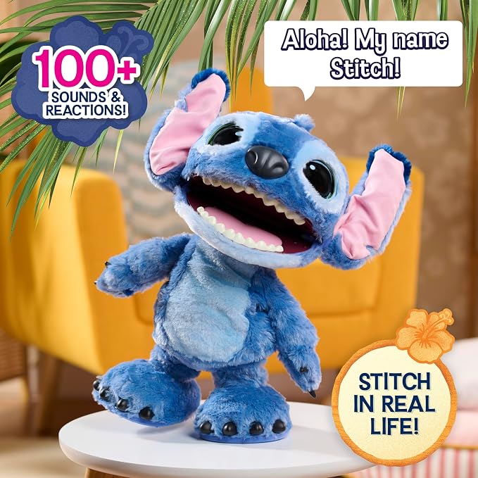 Disney Stitch Ultimate Stitch Interactive 17" Plush Toy, 100+ Sounds & Reactions, Inspired by Disney’s Live-Action Lilo & Stitch Film, New Movie Toy for Fans, Girls, Boys, Kids 3+ by Just Play