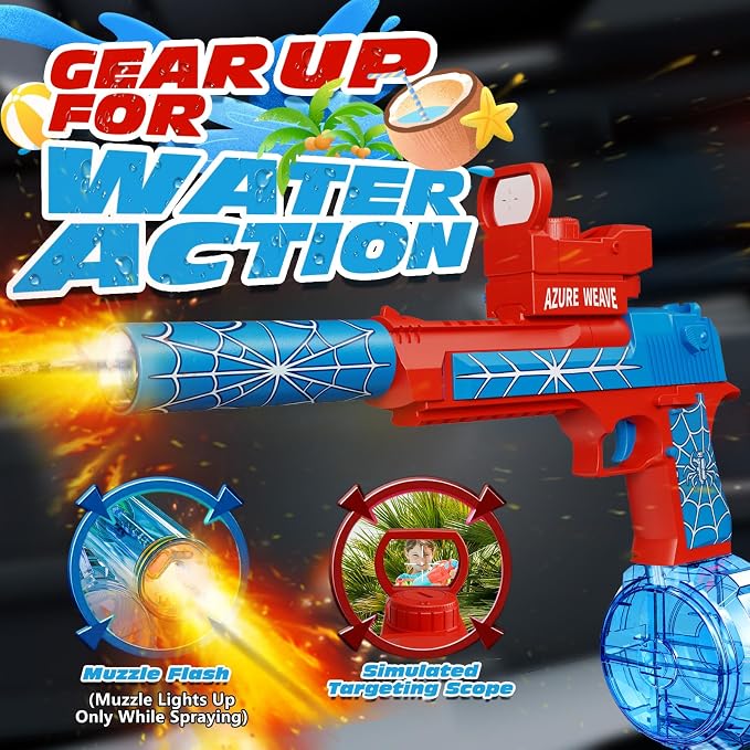 Electric Water Gun for Adults and Kids, Automatic Squirt Gun, Battery Powered Water Pistol with Light-Up Muzzle, 26-32 FT Long Range, Summer Outdoor Beach Pool Party Toy Gift