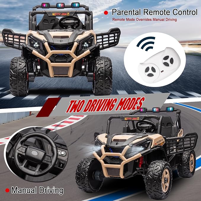 4WD UTV 24V Ride On Toys for Big Kids Ride On 2 Seater Ride On Toys Kids | 2 Seater Ride On Car for Kids Side-by-Side UTV Electric Cars for Kids Electric Ride Car Ride On Toys for Kids 4-8
