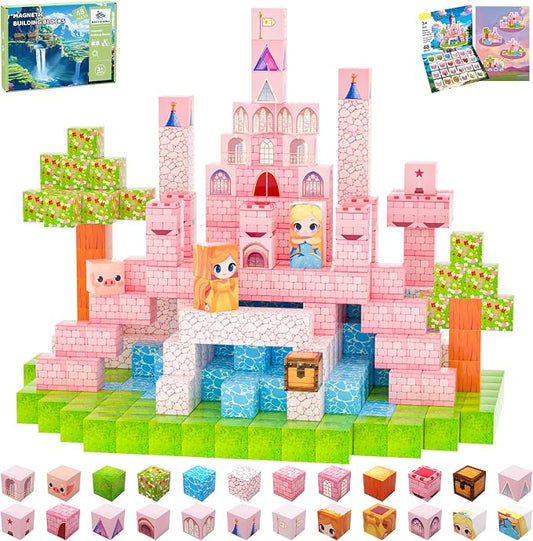 Magnetic Blocks Building Toys for Kids, 48 PCS Magnetic Blocks for Kids Ages 4-8, Magnet Cubes, STEM Sensory Toys for Girls, Holiday Birthday Gifts for Kids Ages 3+