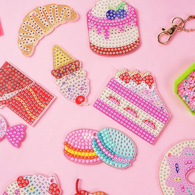 Labeol Arts and Crafts for Kids Ages 8-12 - Creat Your Own GEM Keychains-5D Diamond Art by Numbers GEM Art Kits for Kids Girls Toddler Crafts Age 6-7 6-8 10-12 (Dessert)