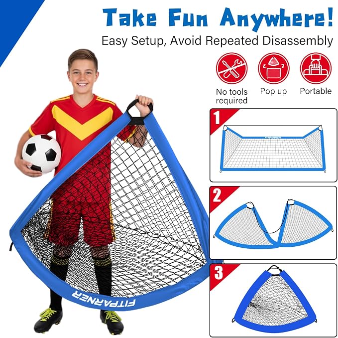 Soccer Goal,Backyard Soccer Goals for Kids 2 Pack,4x3/6x4 FT Portable Toddler Soccer Nets with Target,Ball & Cones,Soccer Training Equipment for Kids Youth Outdoor Games,Sports,Play