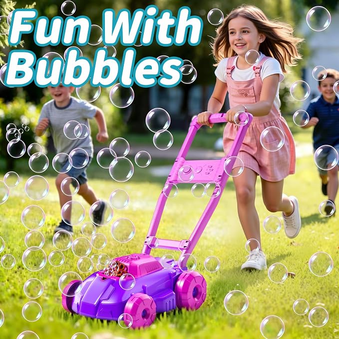 Bubble Lawn Mower for Kids Toddler 1-3 Years Old, Outdoor Play Bubble Blower Toy for Girl Boy Baby, Easter Birthday Gift for 1 2 Year Old Kids, Automatic Bubble Machine Toys for Garden Yard