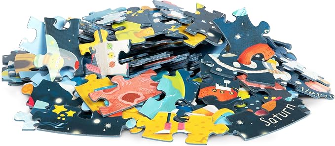 boppi Space Round Jigsaw Puzzle with 100% Recycled Card Solar System Astronauts 150 Pieces for Children 5 6 7 8 Years 58cm Diameter