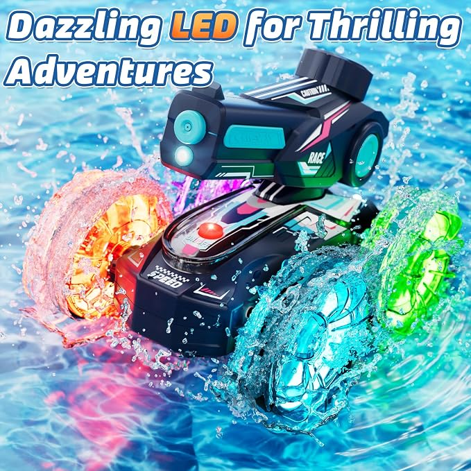 Lehoo Castle Amphibious Remote Control Car, 4WD RC Cars for Boys Age 8-12 with Water Gun, Remote Control Boat for Kids, 2.4 GHz Waterproof RC Trucks, Pool Toys for 6 7 8 9 Year Old Boys