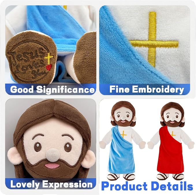 Jesus Plush Doll Jesus Plushie Stuffed Toy Christian Stuff Religious for Kids Christening Easter 14.2" (Red)