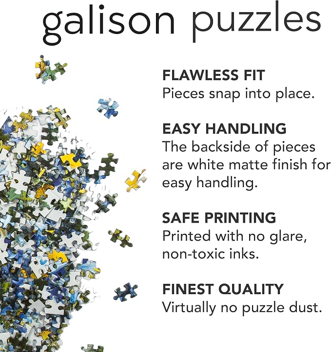 Galison Merry Market – 1000 Piece Foil Joy Laforme Jigsaw Puzzle Featuring Merry and Festive Outdoor Market for The Holidays with Gold Foil Accents