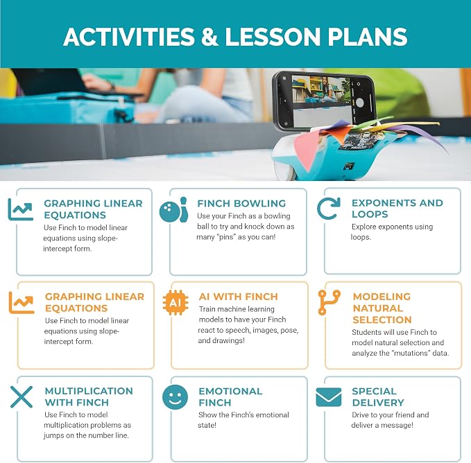 BirdBrain Technologies Finch Robot Starter Flock I Classroom Coding | Powered by micro:bit, Teach Python and 8 Coding Languages, Robotics for kids ages 5 to 100, STEM learning