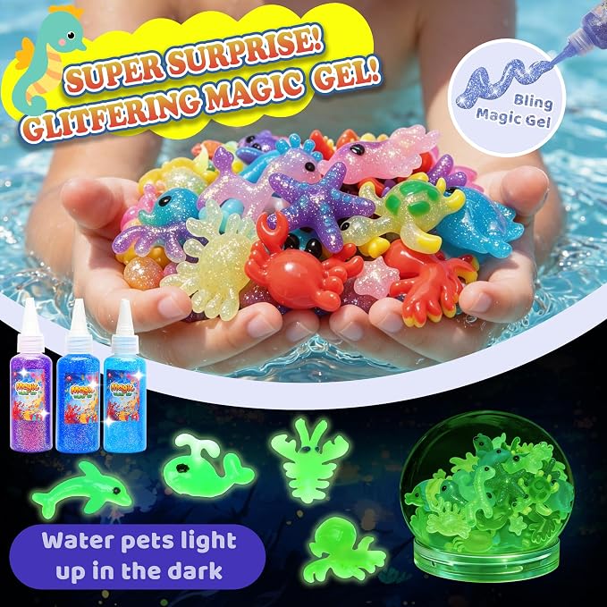 HunDun Squishy Making Kit Water Squishy Toy,Magic Water Elf Toy Kit for Kids,Water Pets Sensory DIY Craft Kit with 22 Gels & 14 Molds.Squishy Toys Maker Set.Aqua Fairy Gel Magic Water Art Kit Favors
