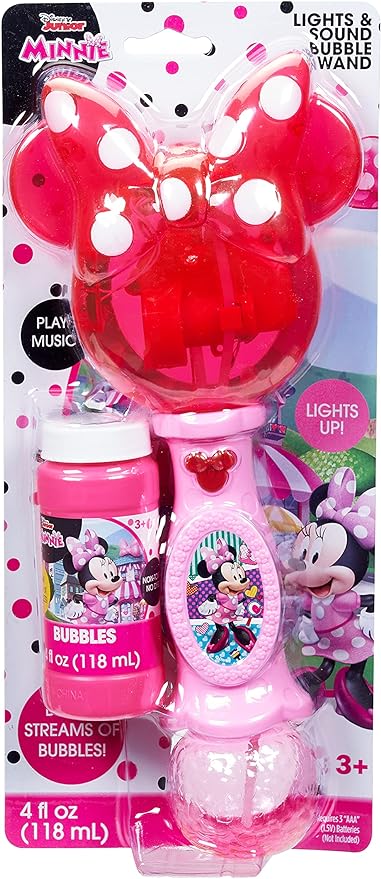 Little Kids Disney Minnie Mouse Light and Sound Musical Bubble Wand, Includes Bubble Solution, Multi (2051)