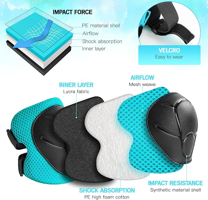 Wemfg Kids Protective Gear Set Knee Pads for Kids 3-14 Years Toddler Knee and Elbow Pads with Wrist Guards 3 in 1 for Skating Cycling Bike Rollerblading Scooter