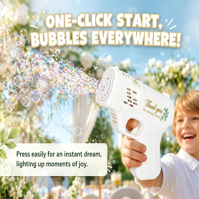 White Bubble Guns for Wedding, 24 Pack Wedding Bubble Gun Machine Party Set, Automatic Bubble Guns with Bubble Concentrate, Suitable for All Types of Parties and Events (Without Battery)