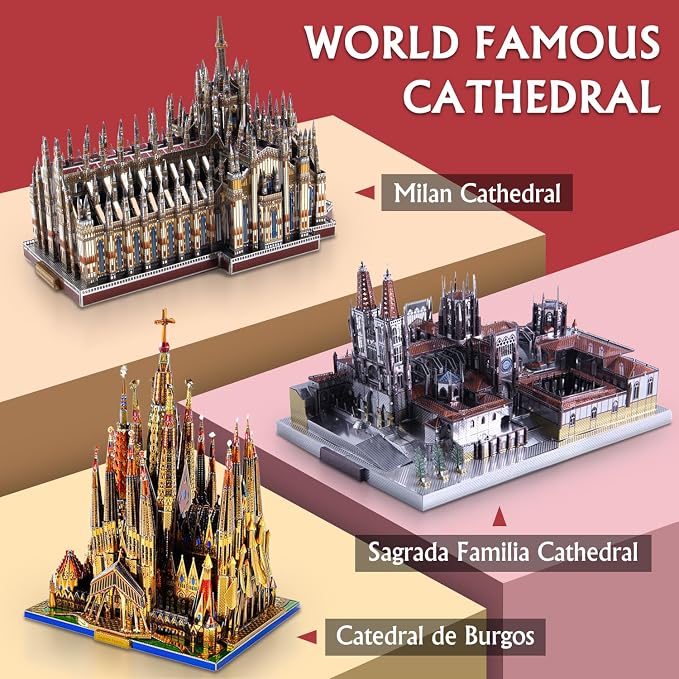 Microworld Metal Model Kits, Architecture3D Metal Puzzle, Challenge 3D Puzzle for Adults, DIY Brain Teaser Assembly Puzzle- Sagrada Familia Cathedral