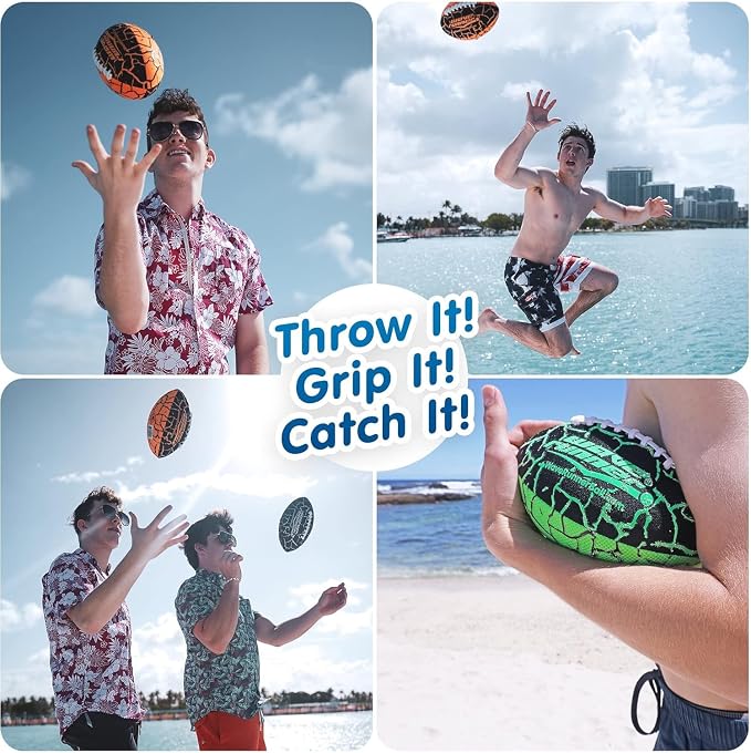 Wave Runner Water Football for Pool and Beach | Waterproof Football for Outdoor Games for Adults, Teens, and Kids - Lightweight Pool Toys, Easy Wet Grip, Outdoor Summer Toy