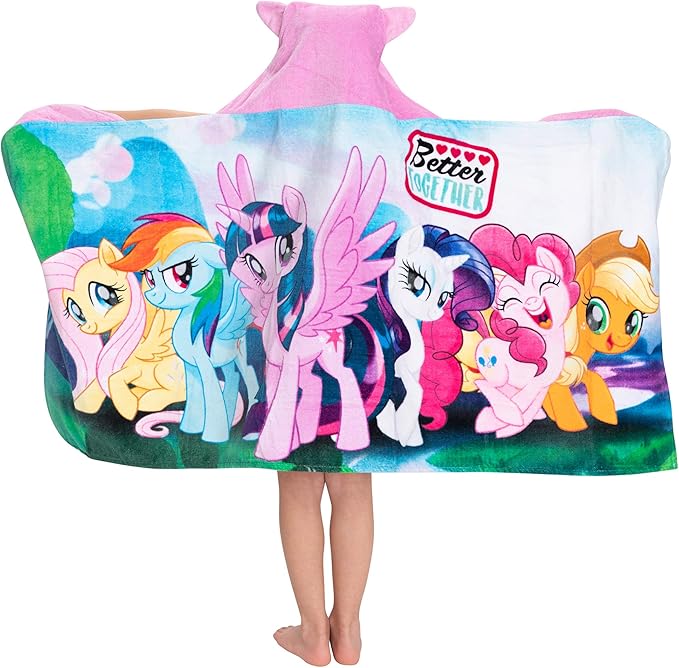 My Little Pony Bath/Pool/Beach Soft Cotton Terry Hooded Towel Wrap, 24 in x 50 in, By Franco Kids