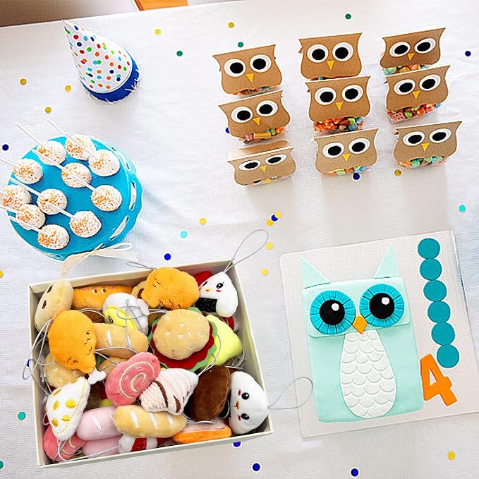 XIPEGPA 40 PCS Mini Food Plush Toy Set Cute Small Food Stuffed Toy Keychain for Party Favors Keychain Ornament for Goody Bag Easter Egg Stuffers Carnival Birthday Party Classroom Prizes