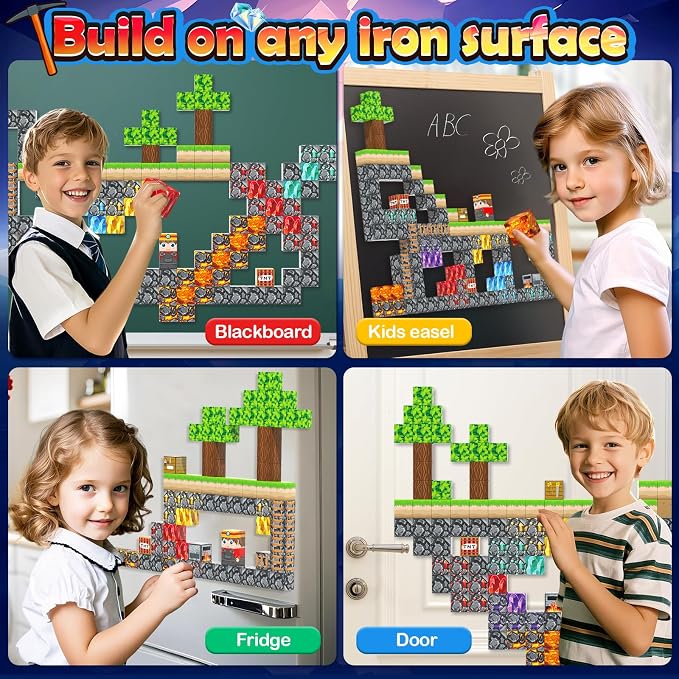 100PCS Magnetic Blocks Building Toys, STEM Learning Sensory Toys for Kids Age 3-5 4-8 5-7 8-12, Gem Cave Adventure Mine Magnet World Craft, Christmas Game Gift for for 3+ Years Old Boys Girls(0.8")