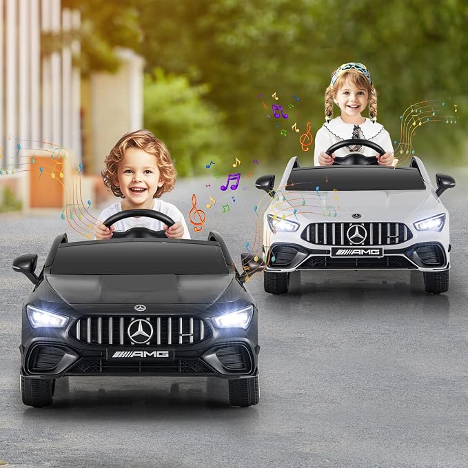 Costzon Ride on Car, 12V Licensed Mercedes-Benz Kids’ Electric Vehicles with Parent Remote, Rocking Function, Music & Horn, LED Headlights & Soft Start, Battery Powered Kids Car Toy for Ages 3+(Black)