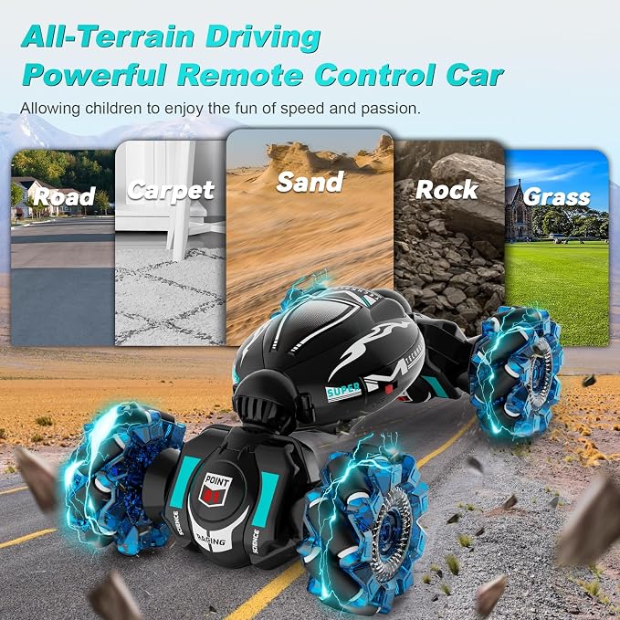 Fosgoit RC Cars, Gesture Sensing Stunt Car Toys for Boys Girls 6-12 Year Old, 2.4Ghz 4WD Hand Remote Control Toy 360° Rotate Transform Off-Road Drift with Lights Music, Birthday Xmas Gifts for Kids