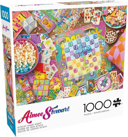 Buffalo Games Aimee Stewart - Kitschy Game Night - 1000 Piece Jigsaw Puzzle for Adults - 26.75 x 19.75 in, Multicolor, Age 14+ - Jigsaw Puzzles 1000 Pieces - Full Color Poster - Relaxing Activity