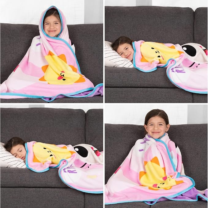 Gabby's Dollhouse Cakey And Pandy Kids Bedding Super Soft Micro Raschel Throw, 46 in x 60 in, By Franco