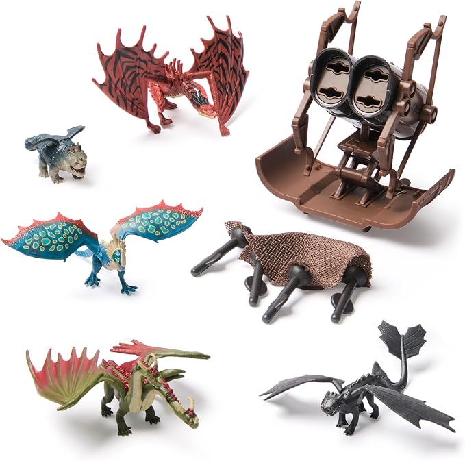 DreamWorks Dragons, 5-Pack Dragon Catcher Set with Hiccup’s Mangler Net Launcher, Kids Toys for Boys & Girls Ages 4 and up