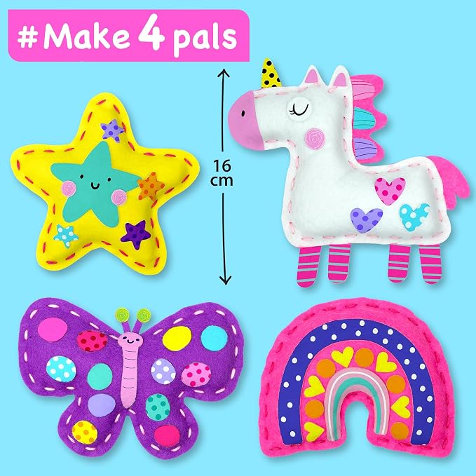 EZCRA Unicorn Sewing Kit for Kids Ages 4-8 - 4 Beginner Kids Sewing Crafts Projects - No-Mess Arts & Crafts for Girls - Gift for Kids with Felt Stickers