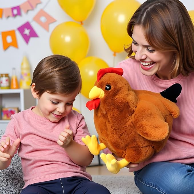 Ryttir Large Chicken Plush - 17.7" Extra Soft Chicken Stuffed Animal Hugging Pillow with Rotund Belly,Safety Nursery Decor & Sensory Comfort,Cuddle Companion for Age 0+(Birthday Gender Neutral Gift)