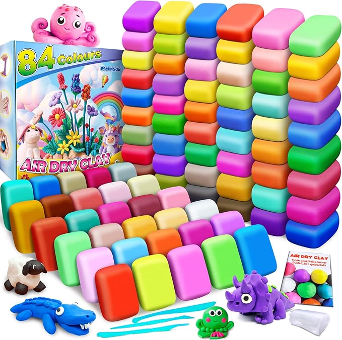 Air Dry Clay, 84 Colors Modeling Magic Clay for Kids | Includes Tools, Soft & Ultra Light, Ages 3-8+ Years, Boys & Girls