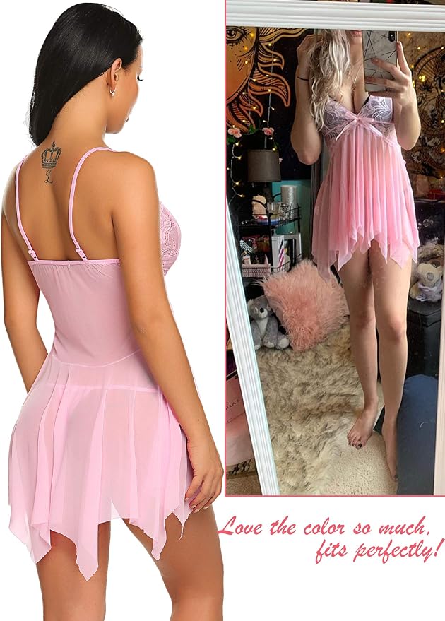 Avidlove Lingerie for Women Lace Babydoll Sleepwear Boudoir Outfits Plus Size Langeray XS-5XL