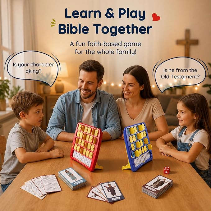 Guess Bible Who Am I Game - Fun Guess Bible Who Am I for Kids, Interactive Bible Game with 47 Classic Bible Characters Verse Cards, Sunday School Games & Christian Religious