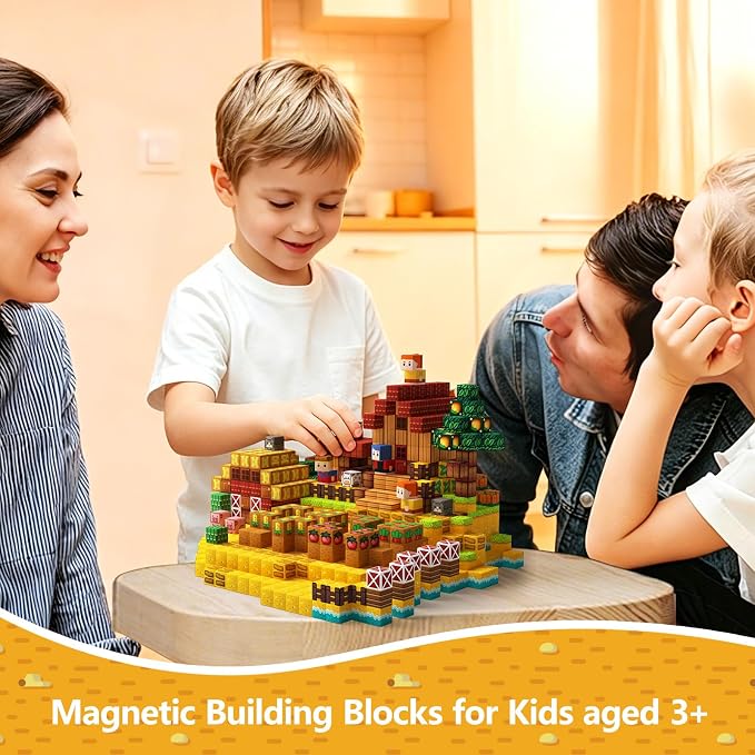 idoot 200PCS Magnetic Building Blocks Set, Farm Themed Animal Magnetic Blocks STEM Toys, Montessori Education for Boys and Girls, Christmas and Birthday Gifts for 3 4 5 6 7 8 9 10 11 12 Years Old
