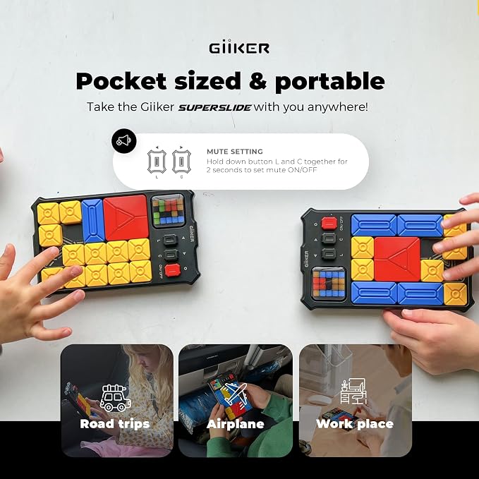 GiiKER Super Slide Puzzle Games, Original 500+ Challenges Brain Teaser Puzzle, Toys for Kids Teens, Travel Games Birthday Gifts STEM Toys for Ages 6+ Boys Girls, Activities for Road Trips