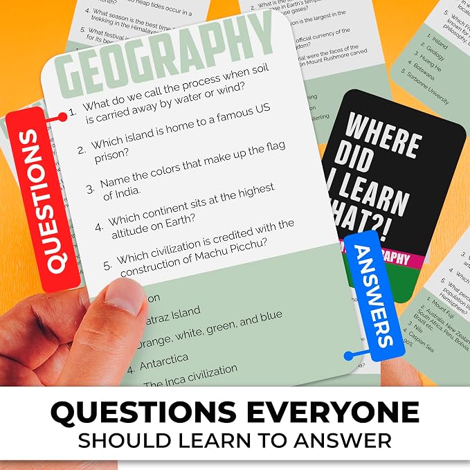 QUOKKA Trivia Card Games for Adults with 500 Questions – Geography Board Games for Adults, Teens and Families – Trivia Cards with Answers – Fun Party Game for Family Game Night