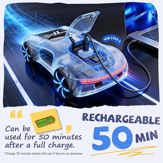AEROQUEST Gesture Sensing RC Stunt Car for 6+ Years Old Boy and Girl Gift | Remote Control Stunt Drift USB-C Charging Light Spray Sound Gesture Sensing Spotrs Birthday Holiday 6 7 8 9 10 11 12