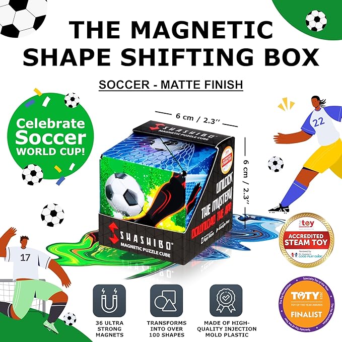Shashibo Sensory Fidget Toy for Adults & Kids, Stress Relief Fidget Toy for Adults, Teens & Kids, Cool Fidget Toys for Desk, Classroom Must Have, Sensory Shape Shifting Cube, 100+ Possible Shapes