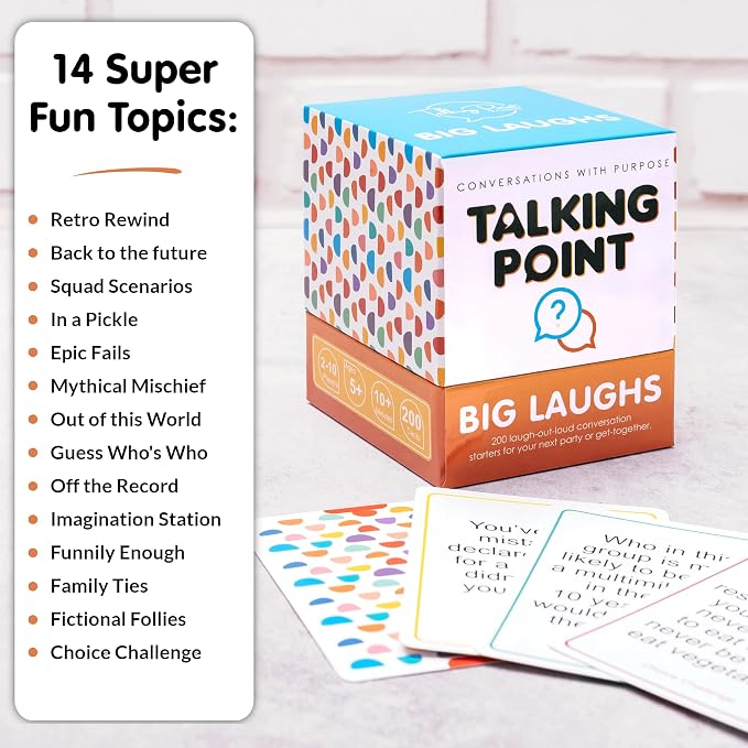 Funny Conversation Cards for Adults and Families - 200 Hilarious Questions and Conversation Starters - Group Game for Family Reunions, Parties & Game Night - Put Down Your Phones and Laugh Together