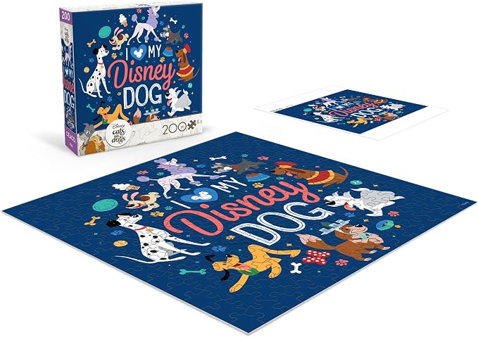 CEACO Disney Cats & Dogs Puzzle - I Love My Disney Dog, 200 Pieces, 15 x 15 in - Jigsaw Challenge for Game Nights - Relaxing Activities for Seniors & Adults - 200-Piece Puzzle Gift for Adults