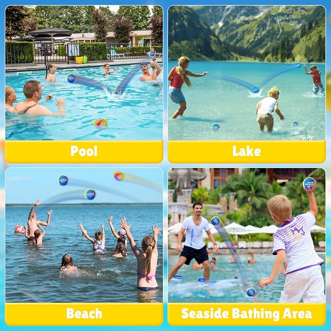 Water Skipping Ball Pool Ball Water Toy, 3 Pack Water Ball Ink-Splashed Colorful Skip Balls for Lake, Summer Beach Swim Toys Games for Boys Teens Kids and Adult Games