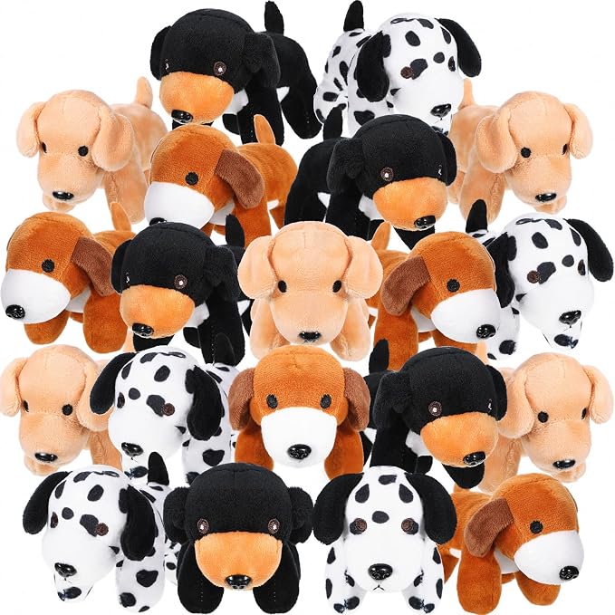 Sosation 20 Pcs Mini Stuffed Animal Dog Bulk Adopt a Puppy Favors Soft Puppy Gift Party for Kids Vet Tech Birthday Party Charity Donation Classroom Goodie Stuffer (Lively Style,Vivid Color)