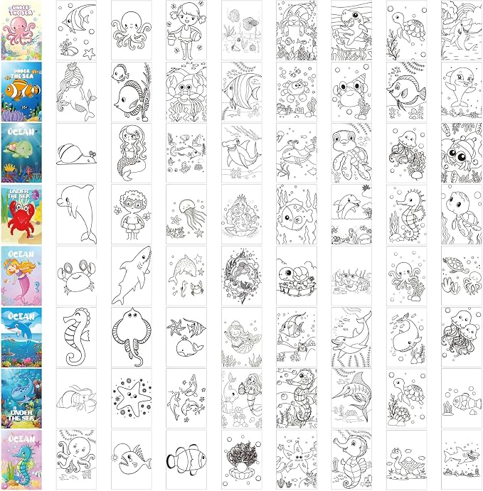 Estune 40 Pcs Ocean Coloring Books Bulk Under The Sea Party Favors Mini Small Coloring Book Bulk Birthday Party Gift Classroom DIY Craft Home
