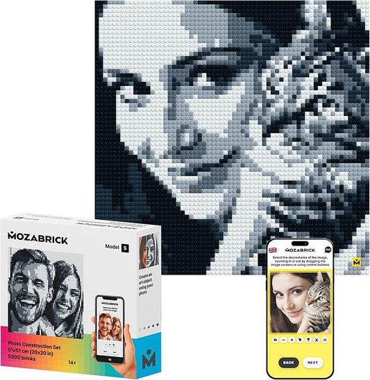 MOZABRICK Building Set Model S | Craft Kit for Adults |Custom Photo Mosaic that Turns Any Picture into a Pixel Art Made from Building Blocks | Personalized Wall Art and Original Gift