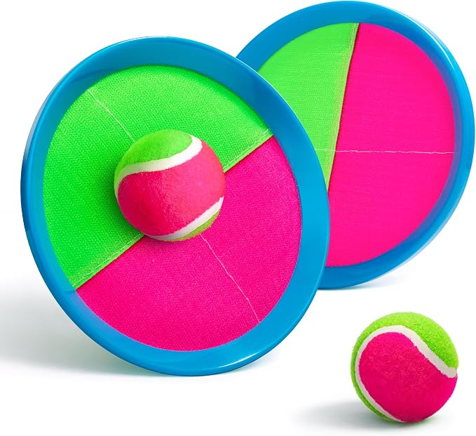 TEILLNET Toss and Catch Ball Set Upgraded - Kids Toys Beach Toys Baseball Games - Sturdy & Water-Resistant for Outdoor Pool Yard Games - Classic Gift for Boys Girls 3 4 5 6 7 8 9 10 11 12+ Years
