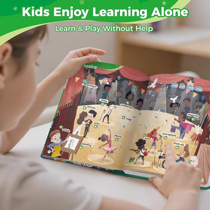 Interactive Learning Sound Book for Kids Ages 3-8 - 500 Core English Vocabulary Words, Early Educational Talking Book with Touch & Sound for Preschool, Kindergarten & Homeschooling