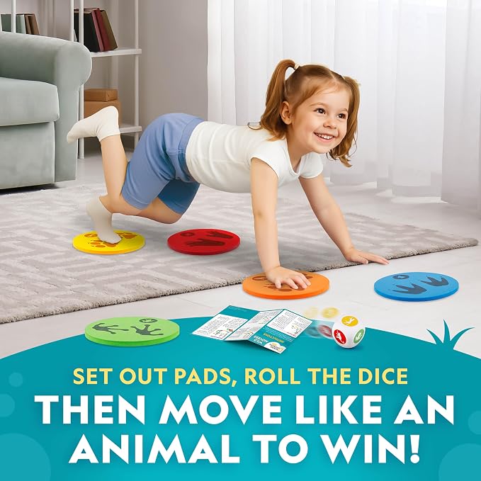 National Geographic Kids Wild Movers Animal Activity Game – Active Play & Animal Movement Game for Kids Ages 3+, Preschool Early Learning Activity with Dice, Landing Pads & Play & Learn Cards