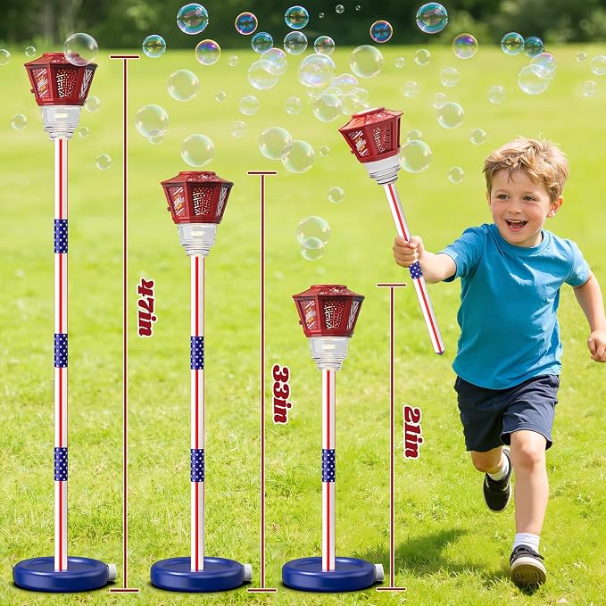 Bubble Machine for Kids Bubble Blower Maker with Lights and Music Automatic Bubble Stand Machine for Parties Birthday Wedding Toddlers Kid Summer Outdoor Toys (Red)