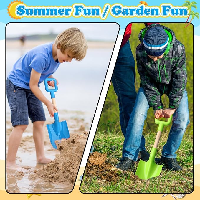 Big 16" Thick Beach Sand Toy Shovels for Kids Adults, Jumbo Scooping Spade Toys Kit Sandbox Toy for Yard Garden Lawn Play Sand, Outdoor Gardening Digging Tool Sturdy Gift Set for Boys Girls 3 Pack